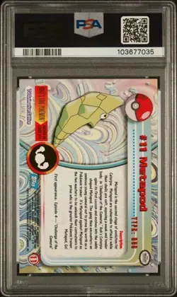 Metapod #11 - 1999 Pokemon Topps TV Foil - PSA 9 - Image 2