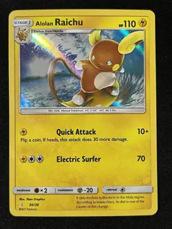 2017 Alolan Raichu 30/30 Holo Foil Promo Sun And Moon Trainer Kit Pokemon TCG - Image 1