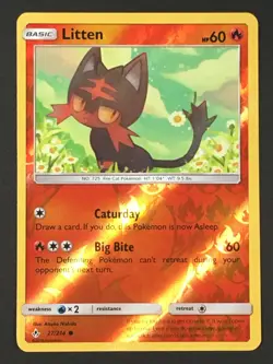 Pokemon TCG Litten 27/214 Reverse Holo Common SM Unbroken Bonds LP - Image 1