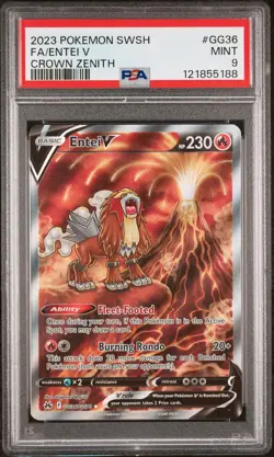 Pokemon Entei V GG36/GG70 Crown Zenith Galarian Gallery #GG36 MINT PSA 9 - Image 1