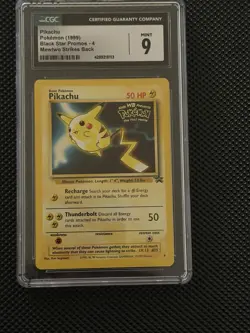 Pokemon TCG Pikachu #4 Stamped 1999 WB Movie Black Star Promo Card WOTC CGC 9 - Image 1