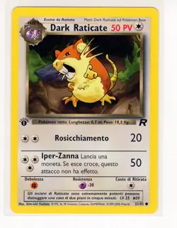 ~ITA~ ITALIAN Dark Raticate 1st Edition Team Rocket 51/82 Pokemon Card (C1) - Image 1