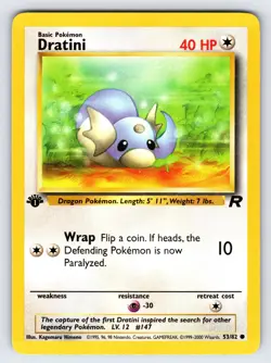 Dratini 53/82 2000 Team Rocket 1st Edition Pokemon Card TCG Vintage WOTC Nm/Vlp - Image 1