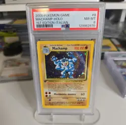 MACHAMP #8 HOLO 1ST EDITION PSA 8 POKEMON BASE SET 1999 ITALIAN - Image 1