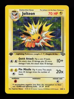 Jolteon 4/64 Holo Rare Jungle 1st Edition Pokemon Card - Image 1