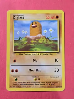 1999 Pokemon Base Unlimited #47 Diglett, C, NF/H, cds3 - Image 1
