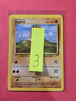 1999 Pokemon Base Unlimited #47 Diglett, C, NF/H, cds3 - Image 3