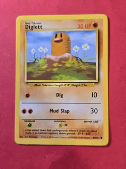 1999 Pokemon Base Unlimited #47 Diglett, C, NF/H, cd2 - Image 1