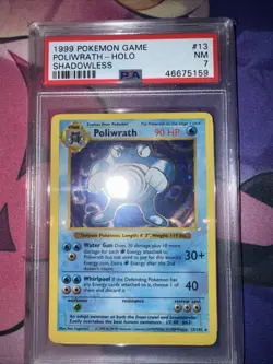 Poliwrath Base Set Shadowless Holo Rare 13/102, Vintage 1999 WOTC Pokemon TCG - Image 1