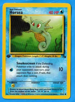 1999 Wizards Pokemon Fossil Edition 1 Horsea 49/62 NM-MT Condition - Image 1