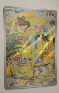 Pokemon TCG Litten 167/162 Temporal Forces Special Illustration 2024 M/NM Card - Image 1