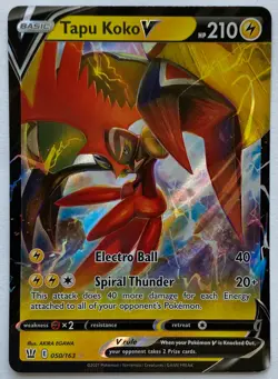Tapu Koko V 050/163 Battle Styles Full Art Ultra Rare Pokemon Card Near Mint - Image 1