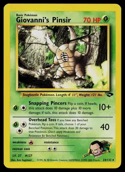 Pokemon Card - Giovanni's Pinsir Gym Challenge 24/132 Rare Non Holo - Image 1