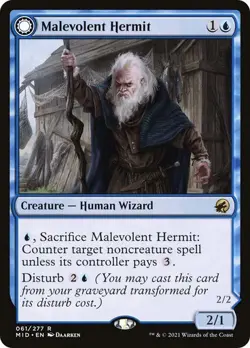** Malevolent Hermit ** [NM] Innistrad: Midnight Hunt MTG Human Wizard Counter - Image 1