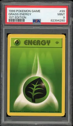 1999 Pokemon Base Set 1st Edition Grass Energy 99/102 PSA 9 MINT - Image 1