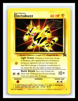 💥 Electabuzz Pokemon WB Gold Stamp #2 1999 First Movie Black Star Promo Vintage - Image 1