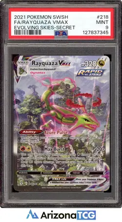 Pokemon 2021 Rayquaza VMAX 218/203 Alt Art Secret Rare Evolving Skies PSA 9 - Image 1