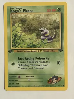 Pokemon TCG Koga's Ekans Gym Challenge Card 77/132 Regular 1st Common - Image 1