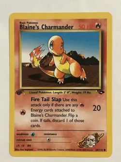 Pokemon TCG Blaine's Charmander Gym Challenge 60, 1st Edition Card - Image 1