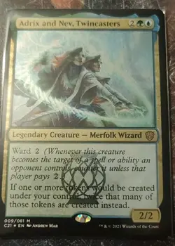 MTG Commander 2021, Adrix and Nev, Twincasters - Foil Thick Card - Image 1