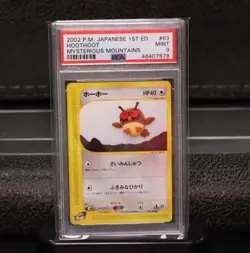 Hoothoot 1st Edition Japanese PSA 9 Mysterious Mountains Pokemon Card #63 2002 - Image 1