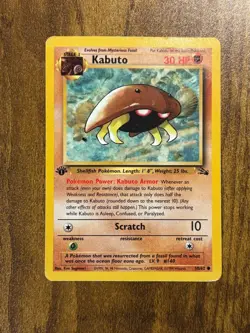 Kabuto Fossil 1st Edition 50/62 MP Condition Pokemon TCG WOTC - Image 1