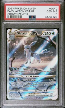 Pokemon Crown Zenith Collection Glaceon VSTAR GG40 PSA 10 - Image 1