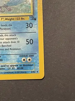 Pokemon TCG Articuno 2/62 Rare Holo Fossil Unlimited - Image 3