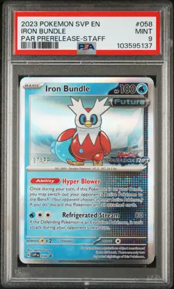 2023 POKEMON SVP EN-SV BLACK STAR PROMO #058 IRON BUNDLE PSA 9 - Image 1