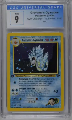 Giovanni's Gyarados Pokemon 2000 Gym Challenge 1st Edition 5/132 Holo CGC 9 Mint - Image 1
