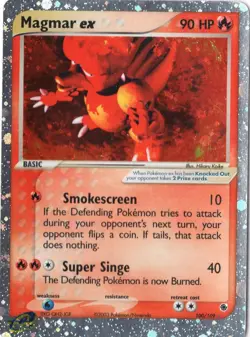 Pokemon MAGMAR EX 100/109 Ultra Rare Holo 2003 Ruby and Sapphire Damaged Sharpie - Image 1