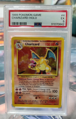 Pokemon Charizard Holo Base Set Unlimited PSA 5- 4/102 Rare TCG Card - Image 1