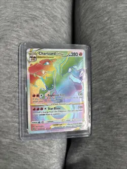 Pokemon TCG Charizard VSTAR Rainbow Secret Rare Card Brilliant Stars 174/172 - Image 1