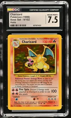 CGC 7.5 Charizard 1999 Base Set 4/102 Holo Pokemon Card - Image 1