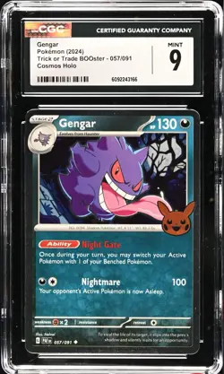 CGC 9 MINT Gengar 057/091 COSMOS HOLO 2024 Trick or Trade BOOster Pokemon - Image 1