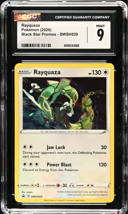 CGC 9 MINT Rayquaza SWSH029 Black Star Promo Holo 2020 Pokemon - Image 1