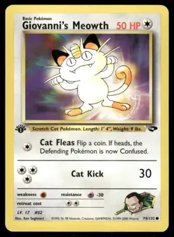 Pokemon Tcg Giovanni's Meowth [1st Edition] #74 Pokemon Gym Challenge NM - Image 1
