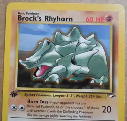 Brock's Rhyhorn 22/132 1st Edition Rare Non-Holo Gym Heroes Set Pokemon NM - Image 2