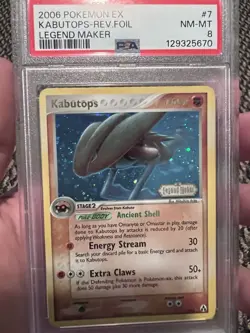 PSA 8 Pokemon 2006 EX Legend Maker Kabutops Reverse Holo #7 FRESH GRADE - Image 1