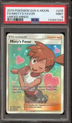 Pokemon Misty's Favor Unified Minds Full Art #235 PSA 9 Mint - Image 1