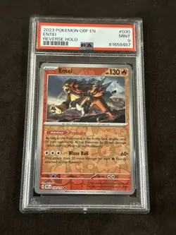 PSA 9 Reverse Holo Entei 030/197 Rare Obsidian Flames Pokemon TCG 2023 - Image 1