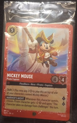 Disney Lorcana Costco Mickey Mouse Pirate Captain Glimmer Foil Promo Card Sealed - Image 1