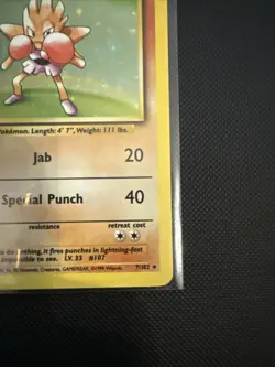 Hitmonchan Base Set Holo Unlimited Rare Pokemon TCG Card 7/102 MP - Image 4