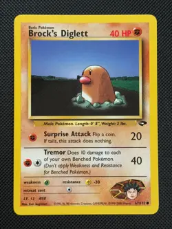 Brock's Diglett 67/132 REGULAR Pokemon Card WOTC Gym Challenge Common - Image 1