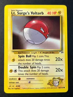 Lt. Surge's Voltorb 84/132 Gym Heroes Uncommon Pokemon TCG Card Near Mint - Image 1