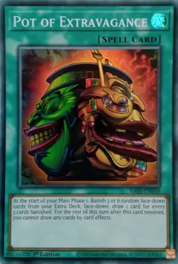 RA01-EN059 POT OF EXTRAVAGANCE SUPER RARE 1ST EDITION YuGiOh CARD - Image 1
