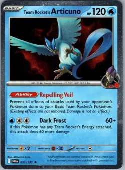 Pokemon Card Team Rocket's Articuno 051/182 Cosmos Holo - Near Mint - Image 1