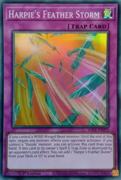 RA01-EN073 HARPIE'S FEATHER STORM SUPER RARE 1ST EDITION YuGiOh CARD - Image 1