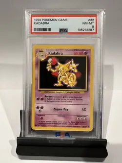 Pokemon Kadabra Unlimited Base Set 32/102 - PSA 8 NM-MINT - Image 3
