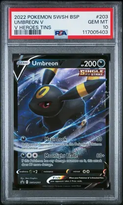 2022 POKEMON SWSH BLACK STAR PROMO V HEROES TINS SWSH203 UMBREON V PSA 10 - Image 3